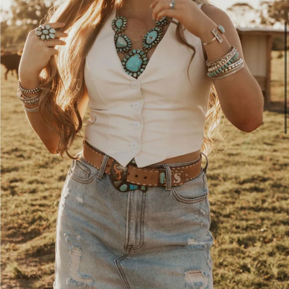 Faux Leather White Vest